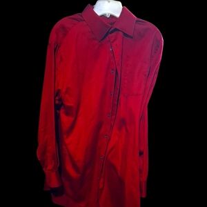 Casual Red Button Down Shirt with Classic Collar